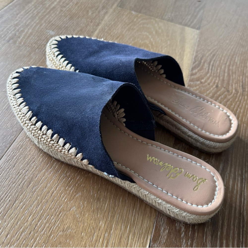 Sam Edelman “Austin” Navy Blue Suede Espadrille Mules Slides Shoes 7.5 - Picture 4 of 8